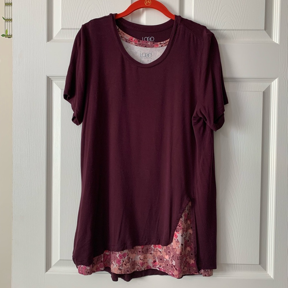 LOGO By Lori Goldstein Burgundy Top & Tank Duo